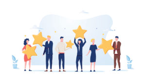 An animated image of employees enjoying the moment